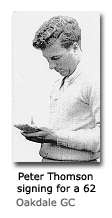 Peter Thomson signing for a 62